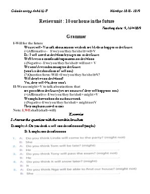 Giáo án ôn tập học kỳ 2 môn Tiếng Anh Lớp 6 - Năm học 2018-2019